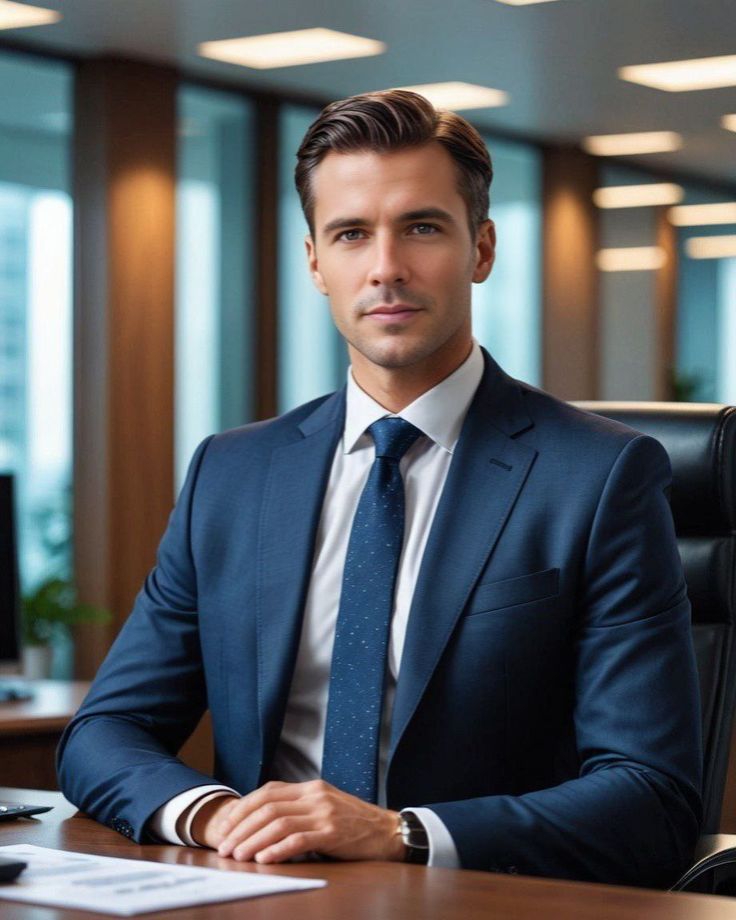 “Man in a blue business suit”, image created using…